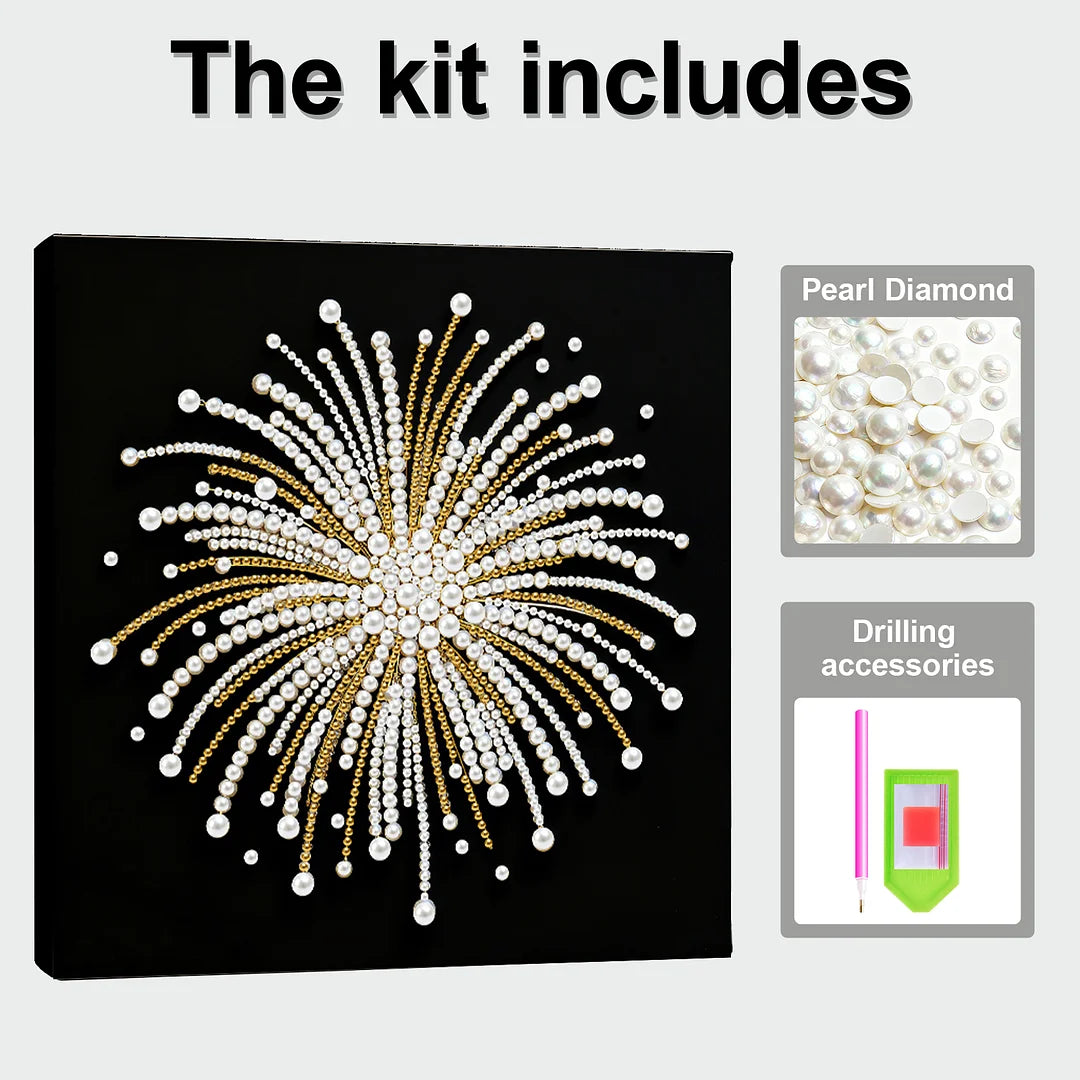 DIY Pearl Painting With Frame - Handmade Self-Adhesive Pearls - Fireworks (25*25cm)