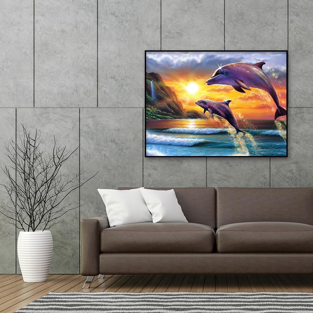 5D DIY Diamond Painting Kit - Full Round - Jumping Dolphin C