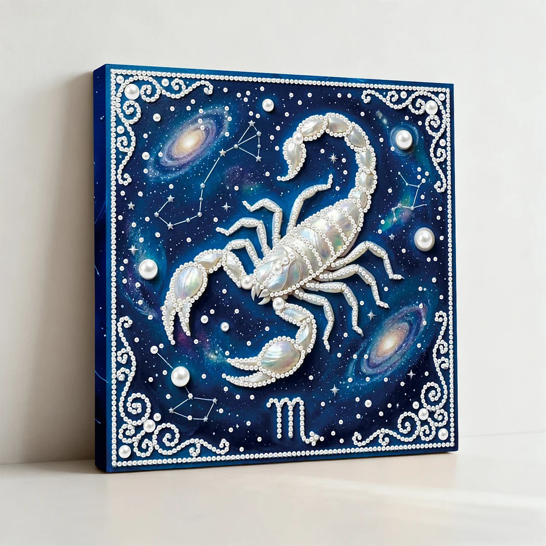 DIY Pearl Painting With Frame - Handmade Self-Adhesive Pearls - Scorpion (25*25cm) B