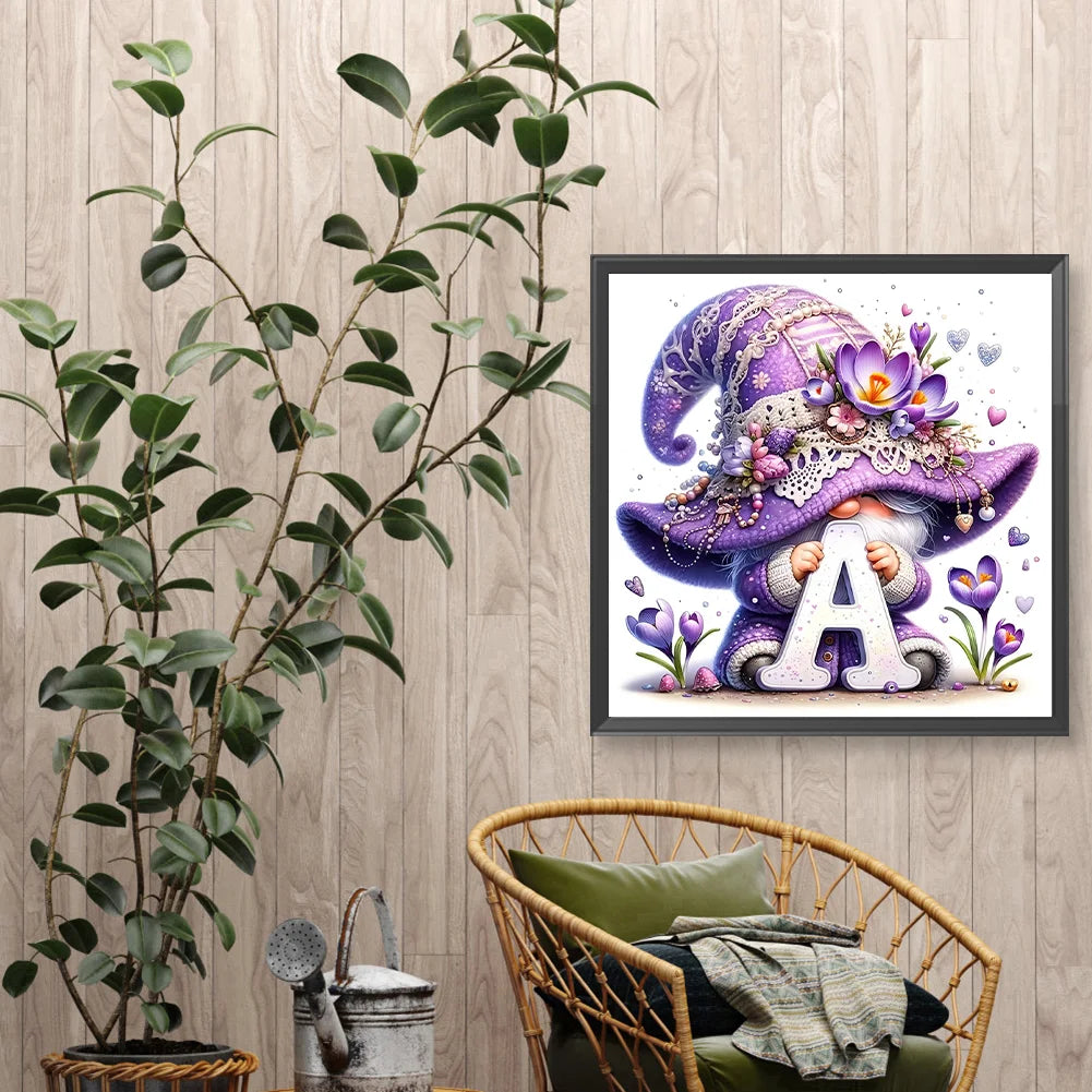 Diamond Painting - Full Round / Square - Letter A Gnome