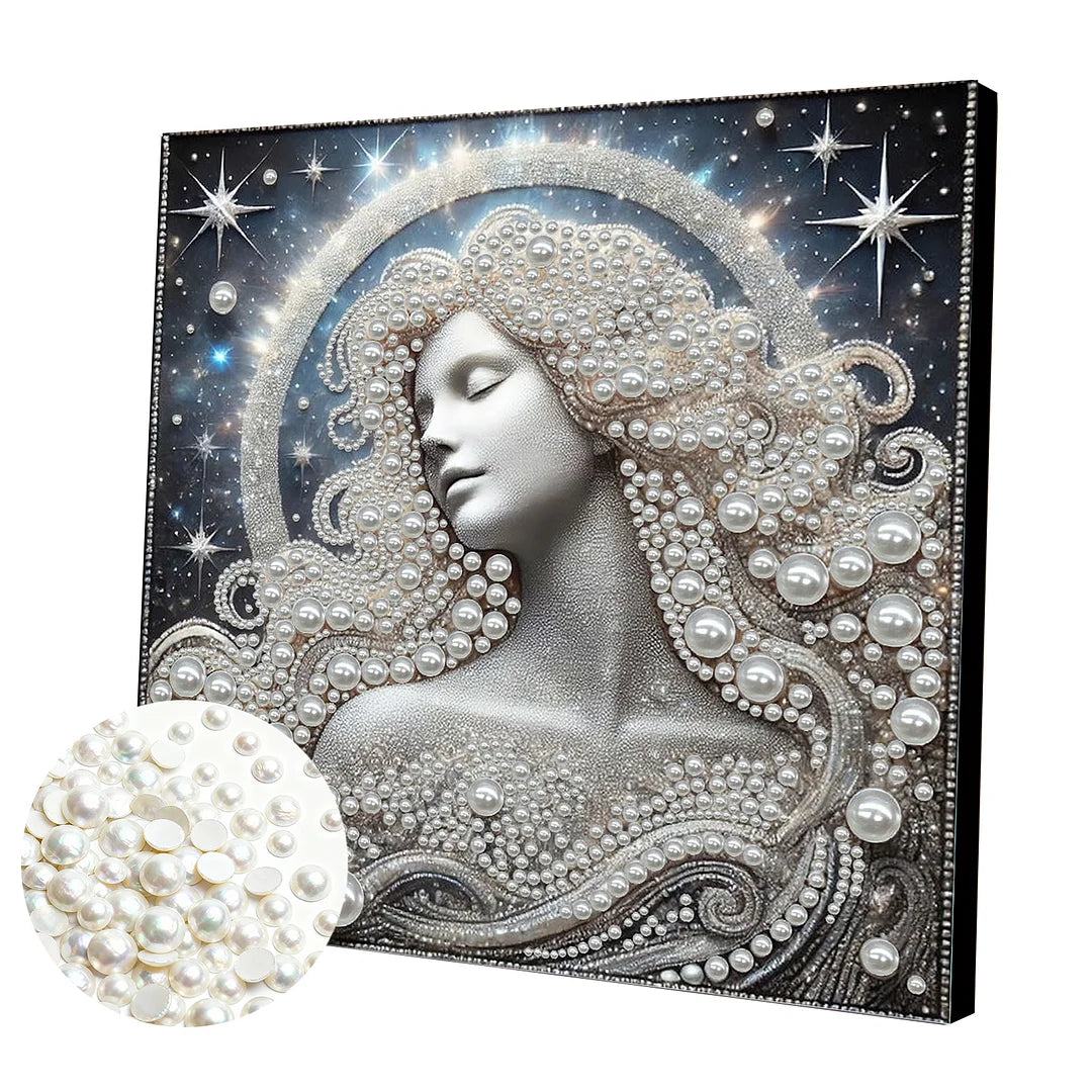 DIY Pearl Painting With Frame - Handmade Self-Adhesive Pearls - Goddess (30*30cm)