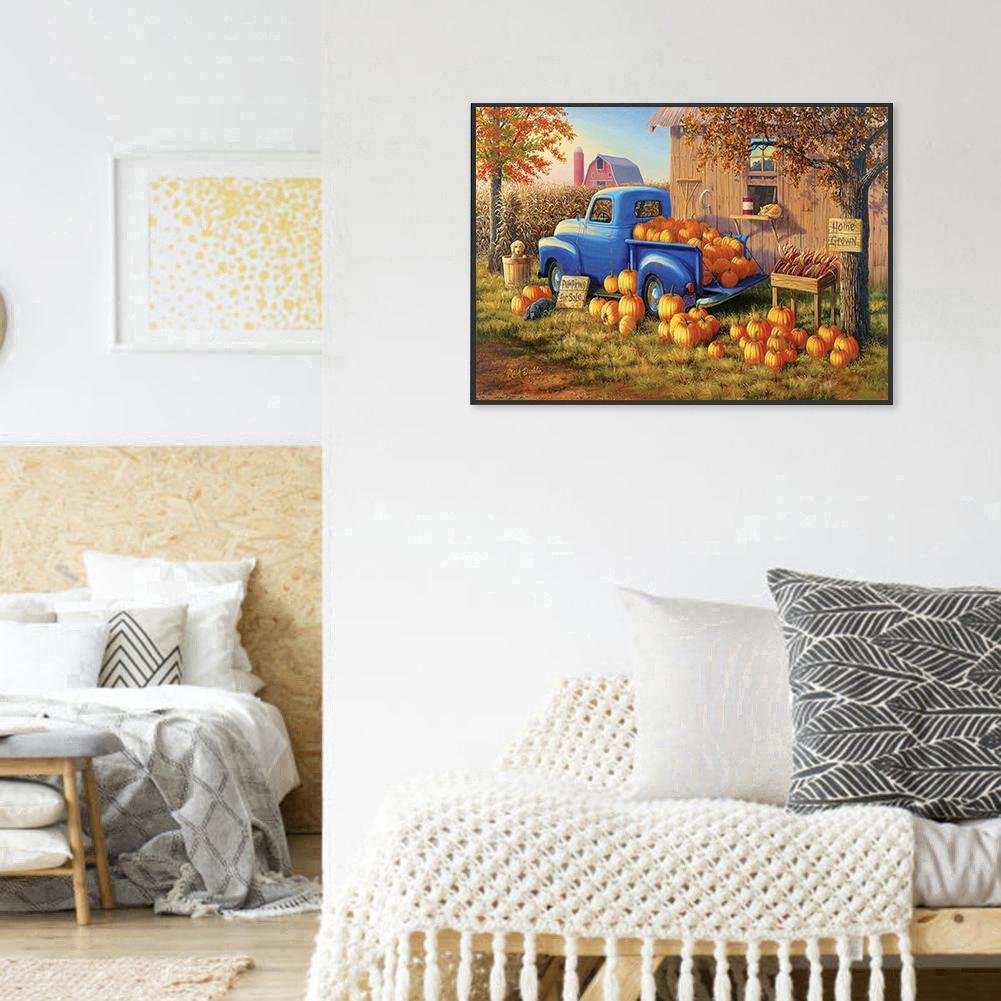 5D DIY Diamond Painting Kit - Full Round - Pumpkin Car