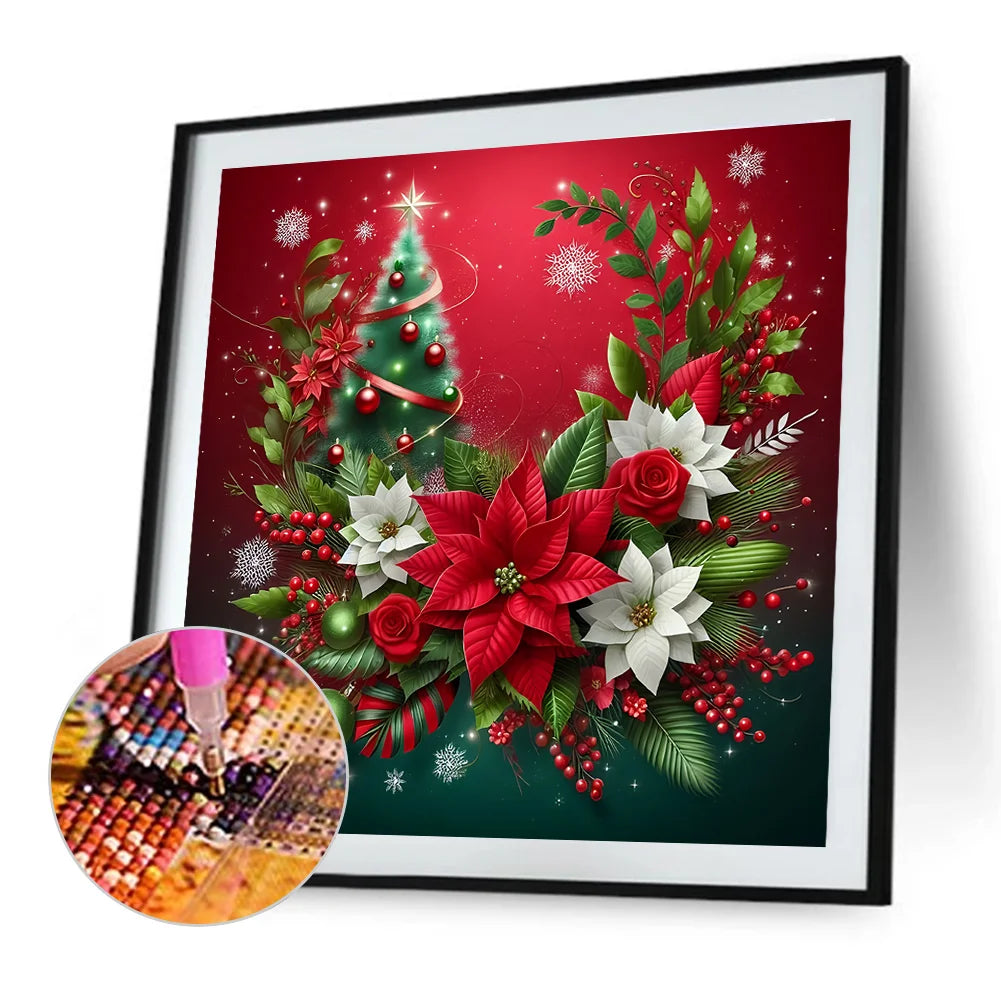 Diamond Painting - Full Round / Square - Christmas Poinsettia