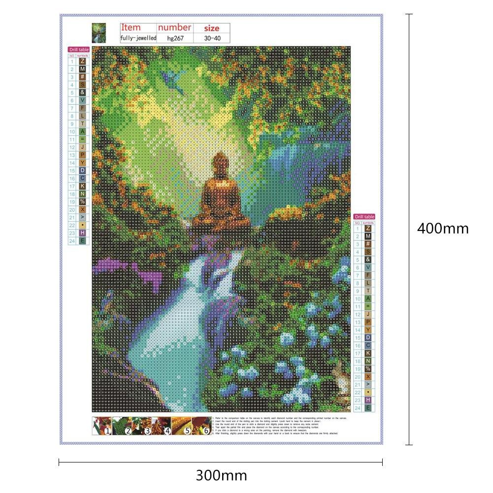Diamond Painting - Full Round - Buddha Forest Waterfall