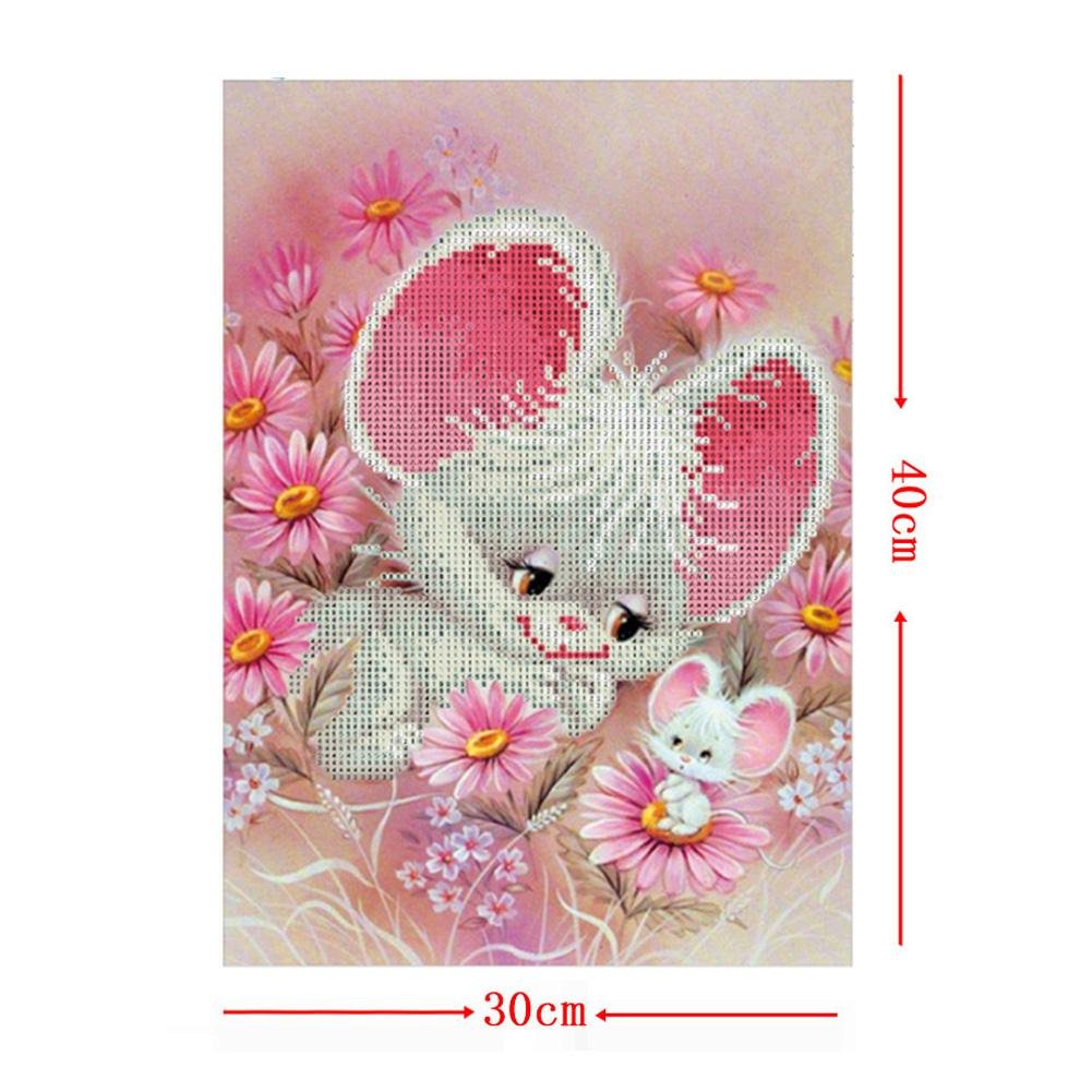 Diamond Painting - Partial Round - Cute White Mouse