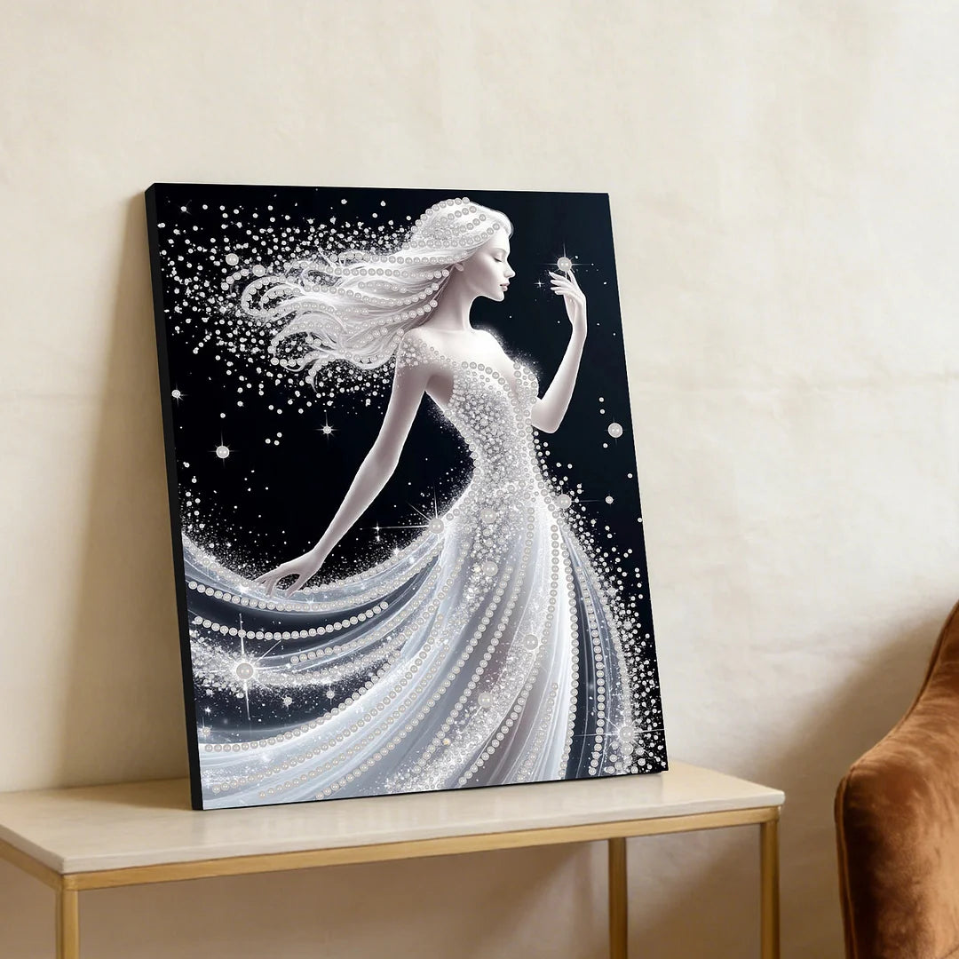 DIY Pearl Painting With Frame - Handmade Self-Adhesive Pearls - Girl (30*40cm) A