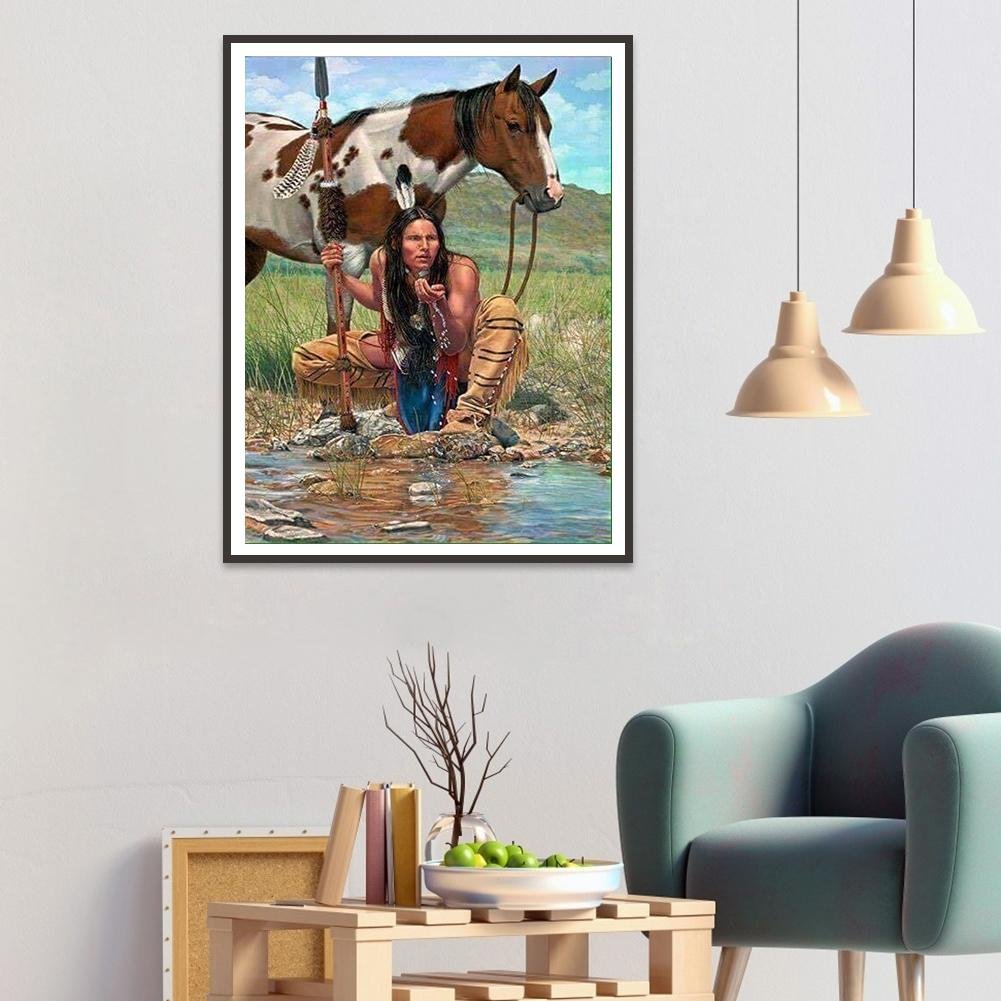 Diamond Painting - Full Round - Drinking Indians