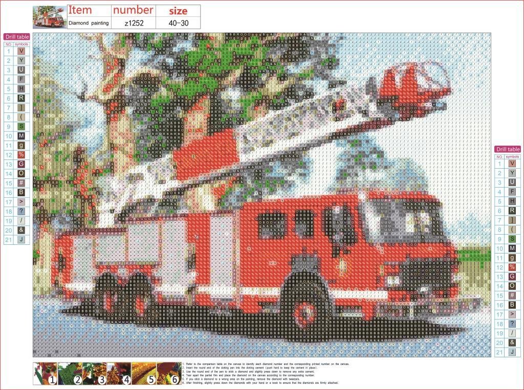 Diamond Painting - Full Round - Fire Fighting Truck