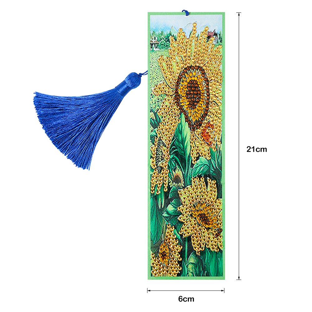 Diamond Painting Sunflower Bookmark Tassel Leather Page Marker
