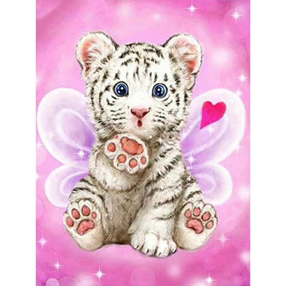 5D Diy Diamond Painting Kit Full Round Beads Cartoon Tiger