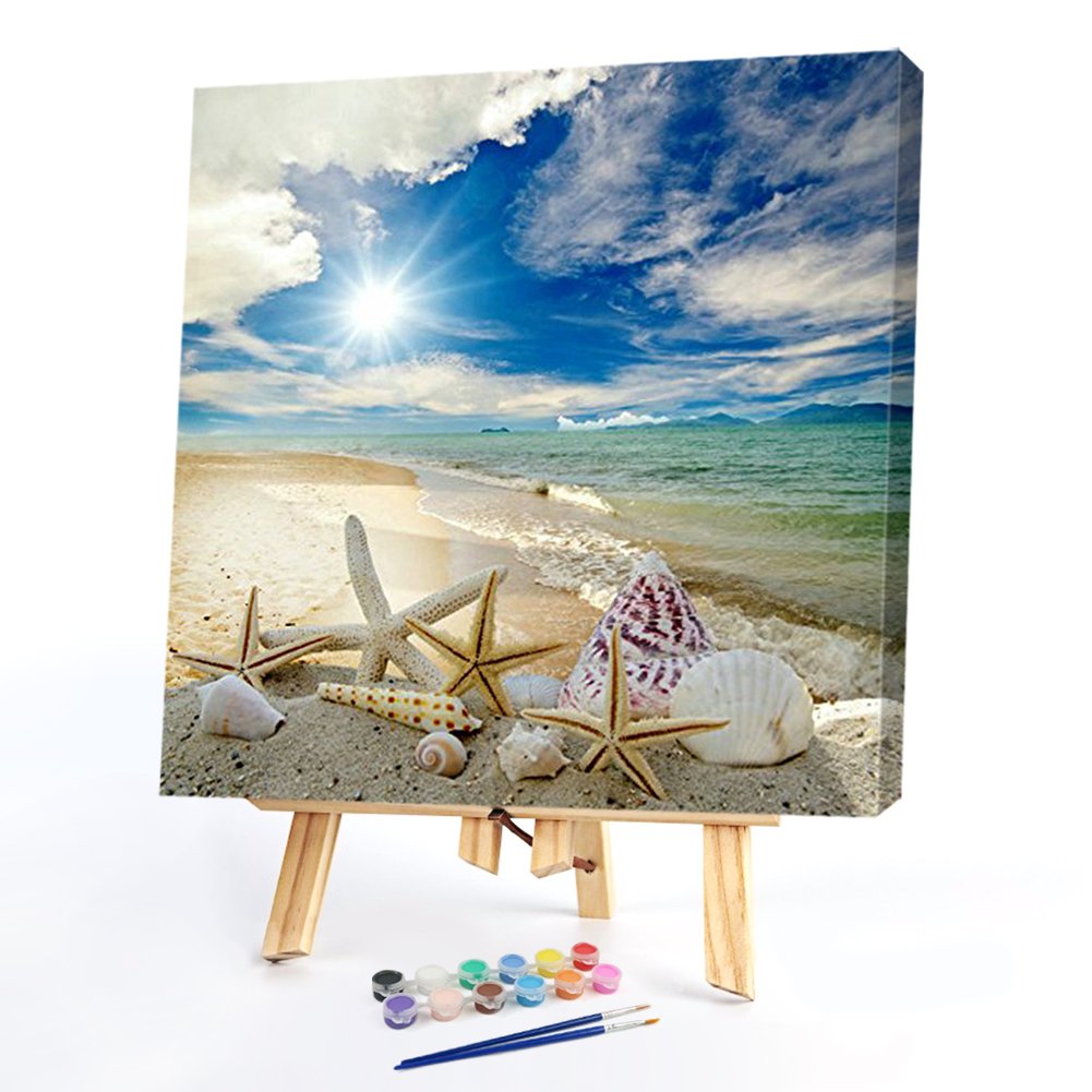Paint By Number - Oil Painting - Seaside Beach (40*40cm)