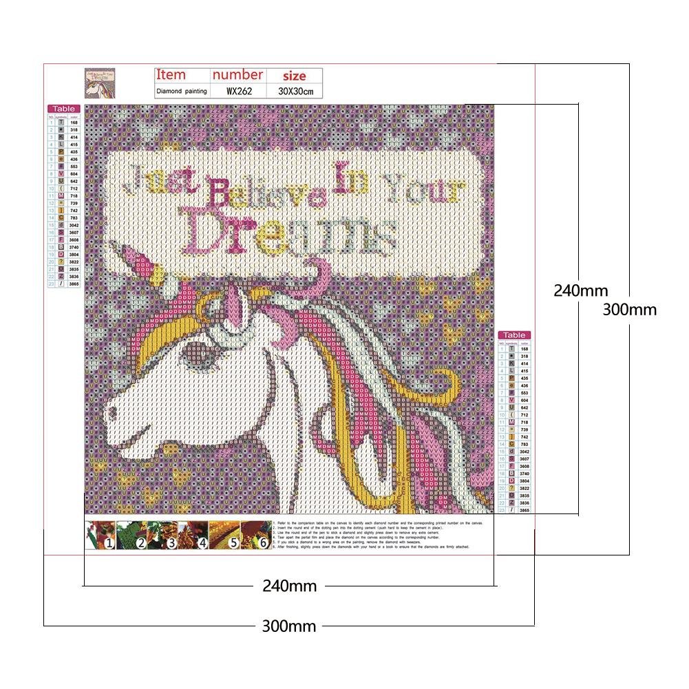 Unicorn Saying Diamond Painting - Full Round - Believe in Your Dreams