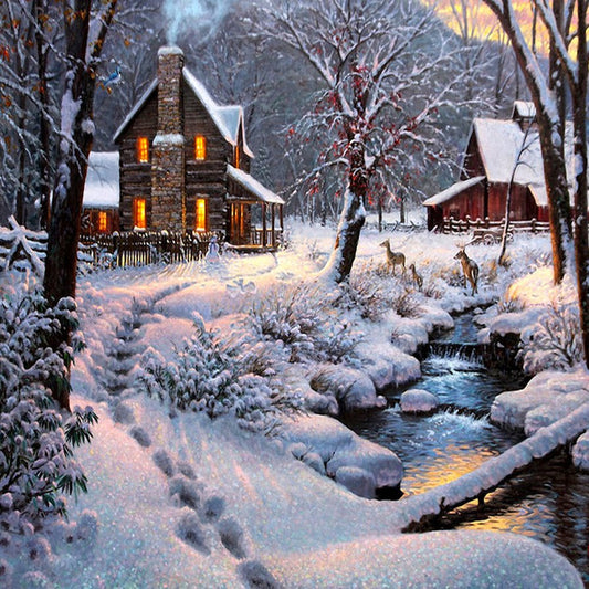 Diamond Painting - Full Round - Snow Day A
