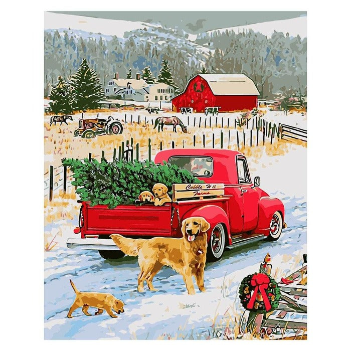 Farm Dogs Hand Painted Canvas Oil Wall Picture Craft DIY Home Decor Arts