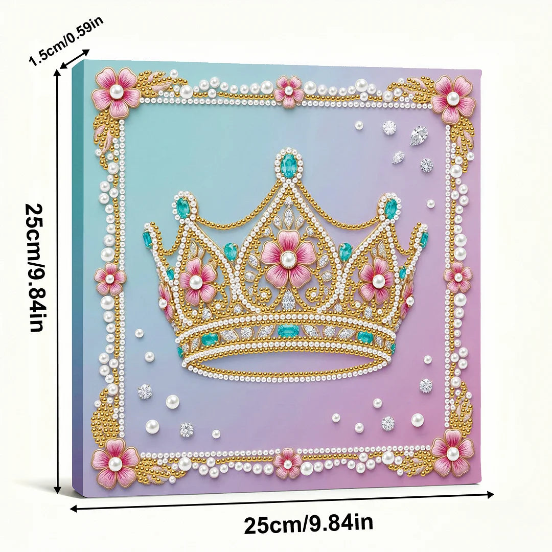 DIY Pearl Painting With Frame - Handmade Self-Adhesive Pearls - Crown (25*25cm)