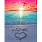 5D Diy Diamond Painting Kit Full Round Beads Love Heart Beach