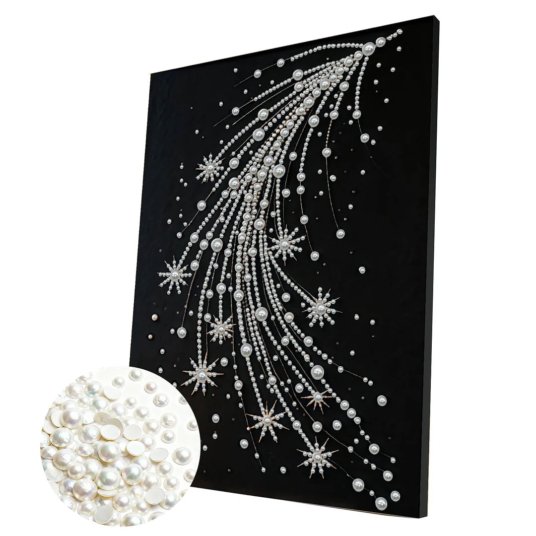 DIY Pearl Painting With Frame - Handmade Self-Adhesive Pearls - Starry Spray (30*40cm)