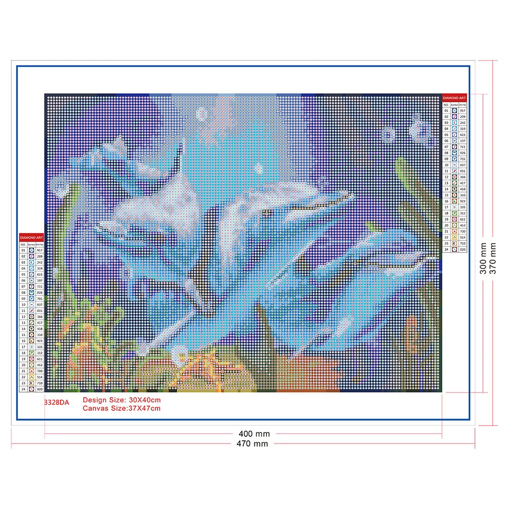 5D DIY Diamond Painting Kit - Full Round - Dolphin D