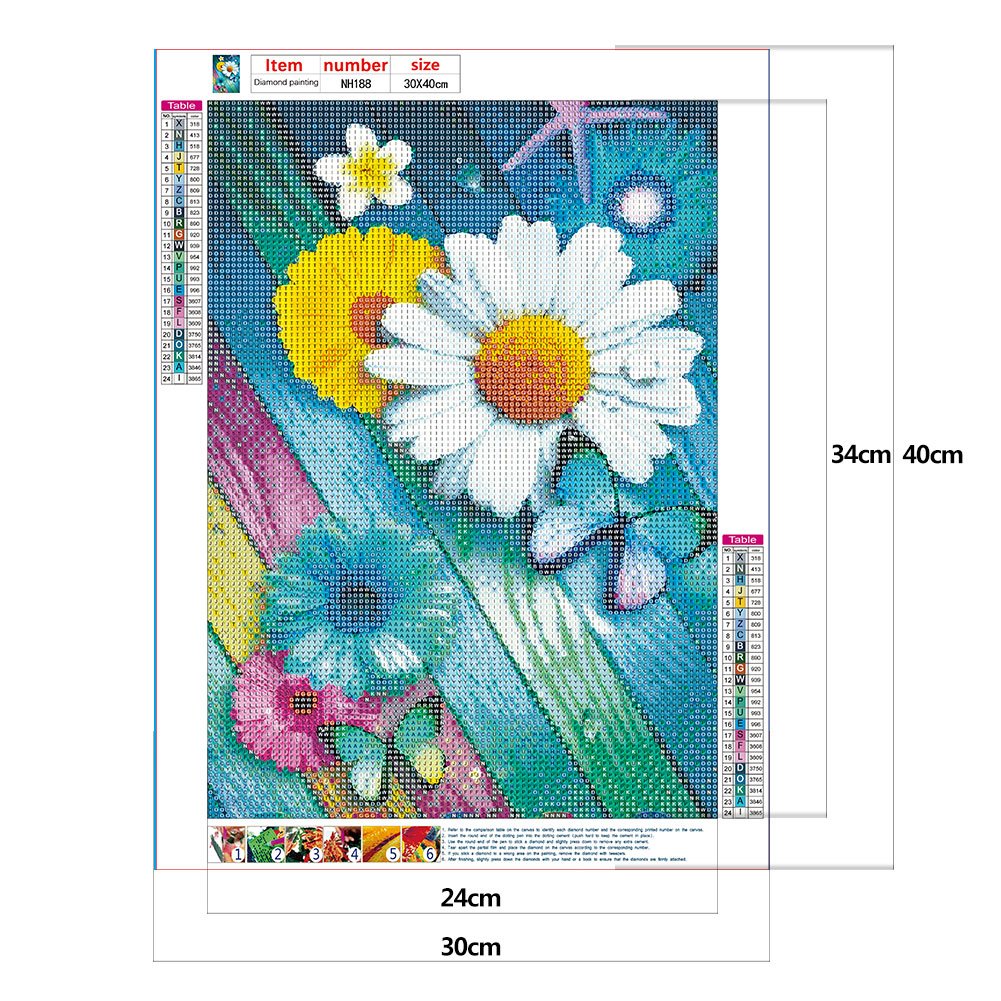 Diamond Painting - Full Round -Daisy Butterfly
