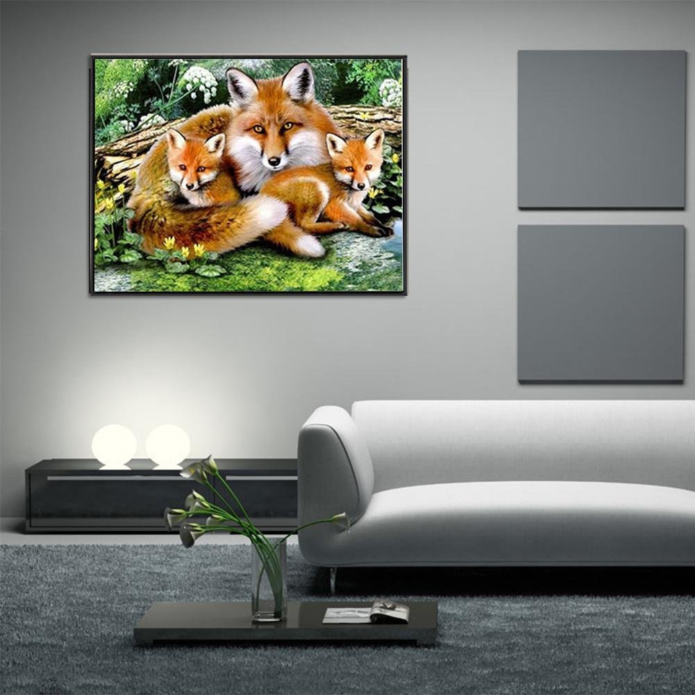 Diamond Painting - Partial Round - Fox Family