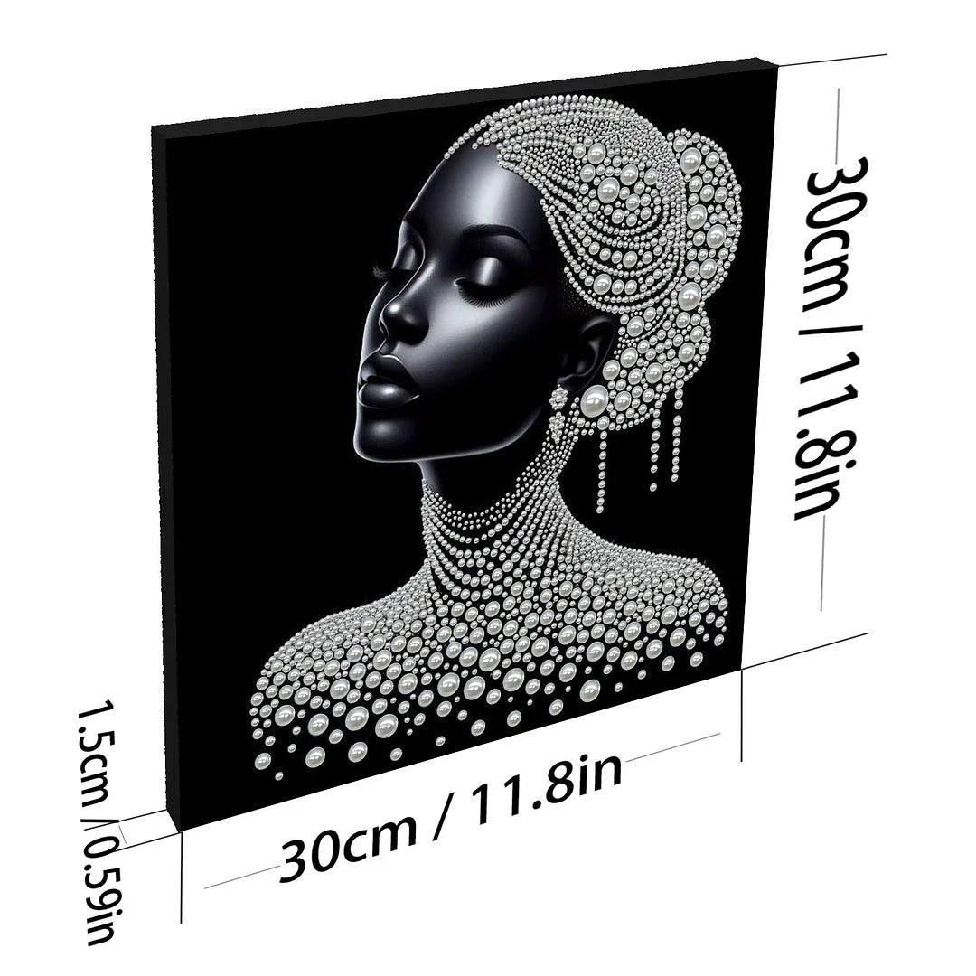 DIY Pearl Painting With Frame - Handmade Self-Adhesive Pearls - Lady (30*30cm) D