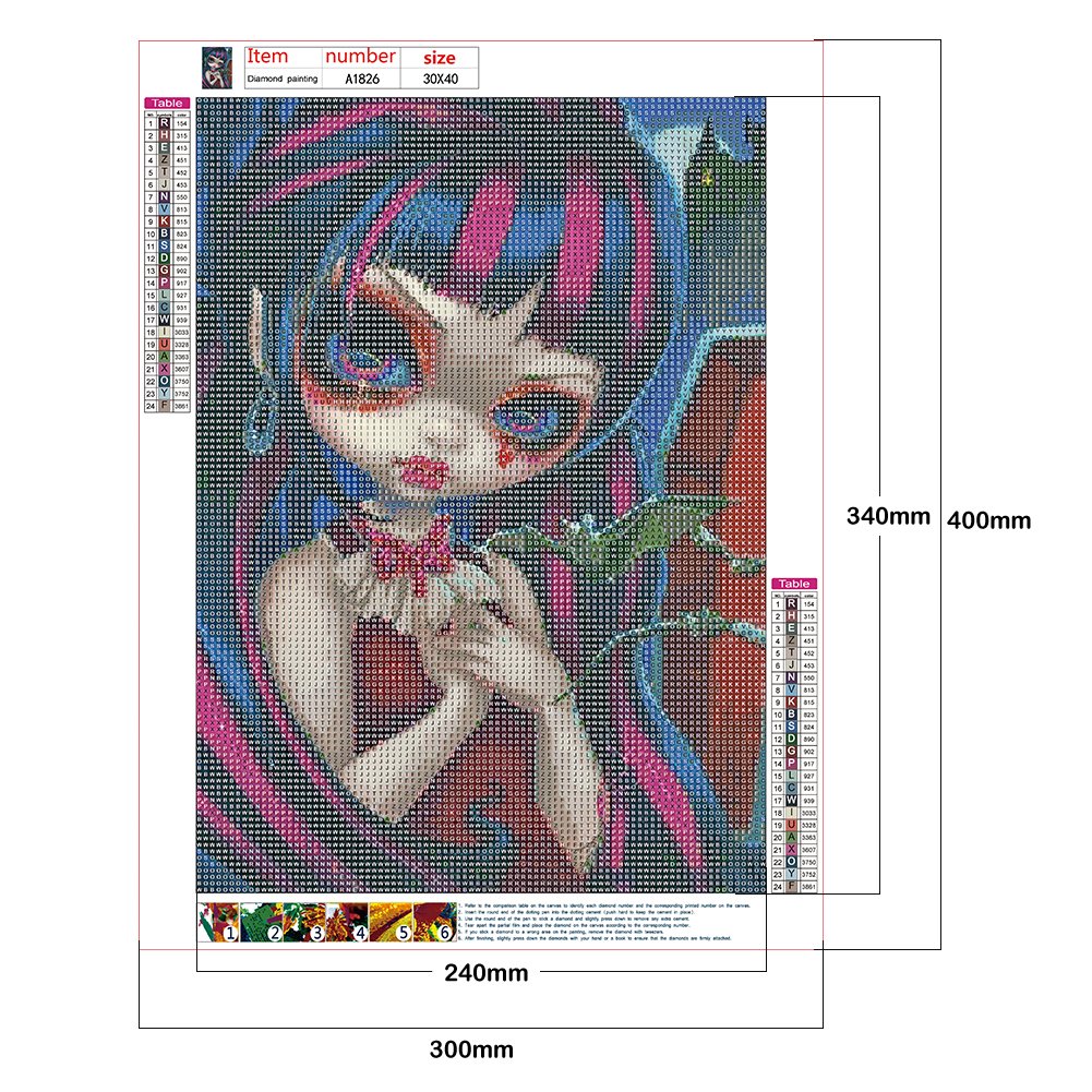 5D DIY Diamond Painting Kit - Full Round - Big Eyes Doll A