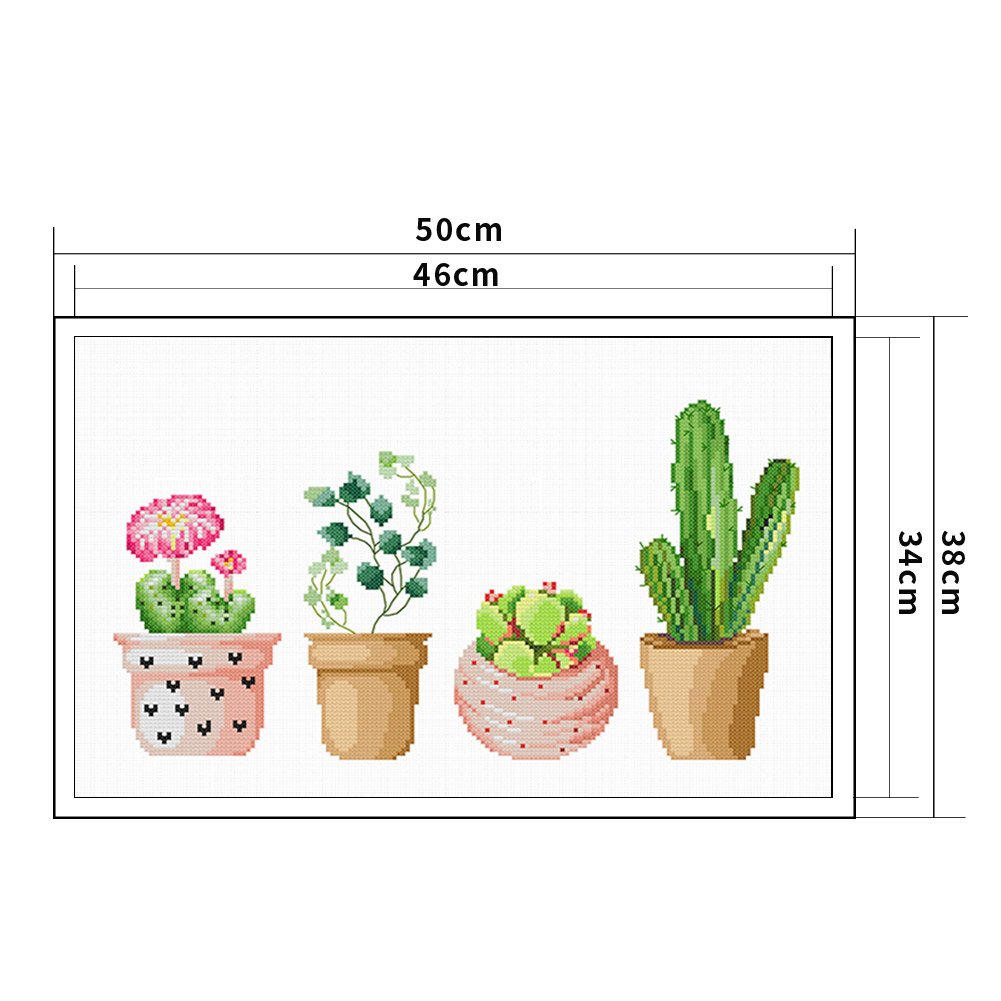 11ct Stamped Cross Stitch - Green Potted Plant ( 50*38cm)