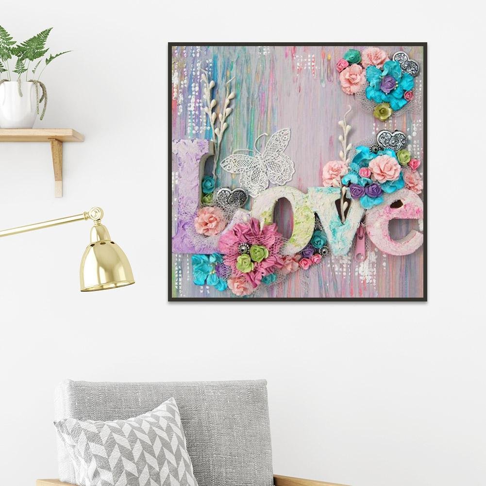 Diamond Painting - Full Round - Love Flower Butterfly
