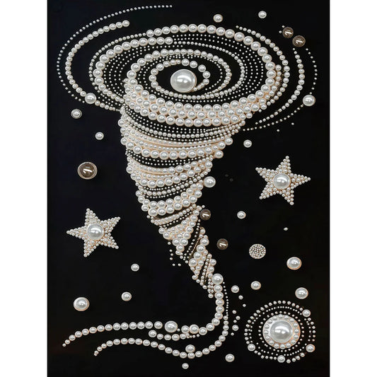 DIY Pearl Painting With Frame - Handmade Self-Adhesive Pearls - Swirl (30*40cm)