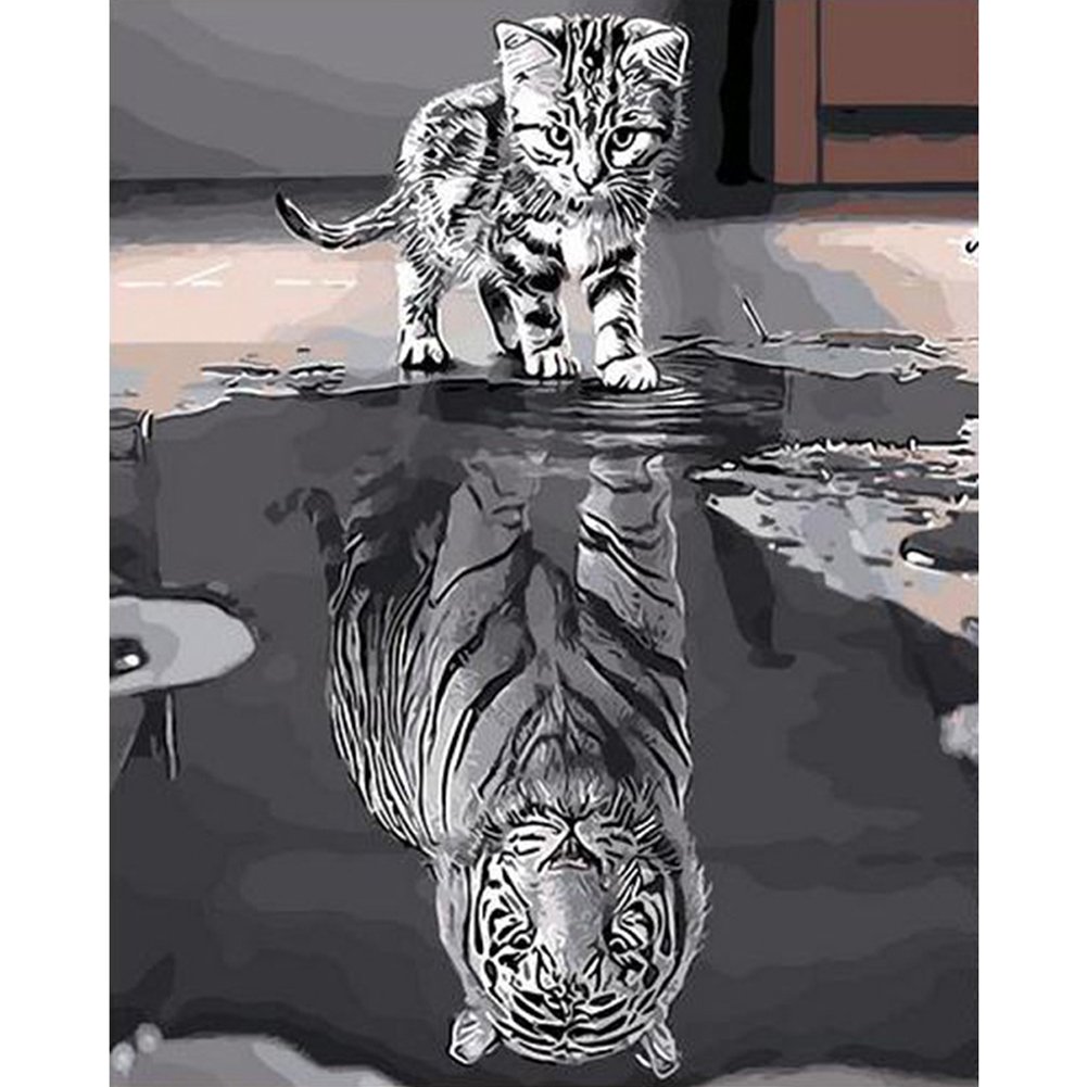 Tiger Cat Paint By Number Oil Painting  (40*30cm)