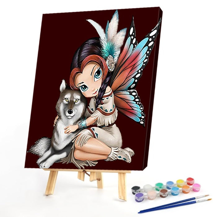 Girl And Dog 50x40cm DIY Paint By Numbers Art Picture On Canvas