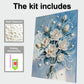 DIY Pearl Painting With Frame - Handmade Self-Adhesive Pearls - White flowers (30*40cm)