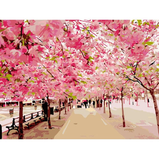 Painting By Numbers Kit DIY Tree Avenue Oil Art Picture Craft Home Wall Decor