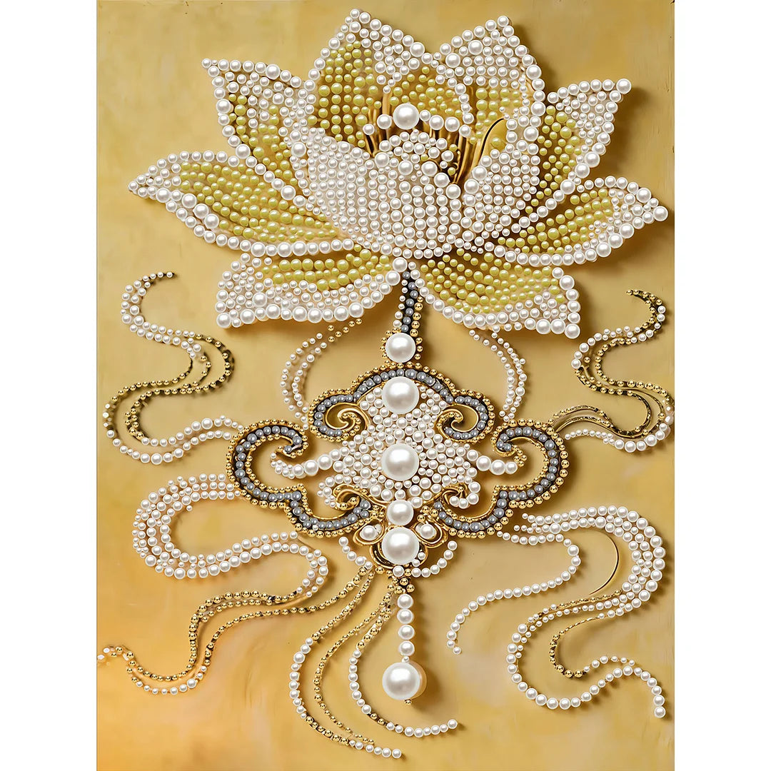 DIY Pearl Painting With Frame - Handmade Self-Adhesive Pearls - Wheat Ingot (30*40cm) C