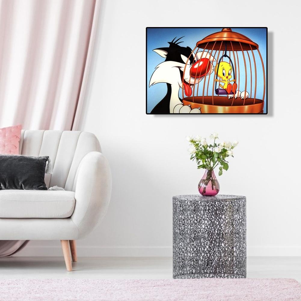 Diamond Painting - Full Round - Cat & Bird
