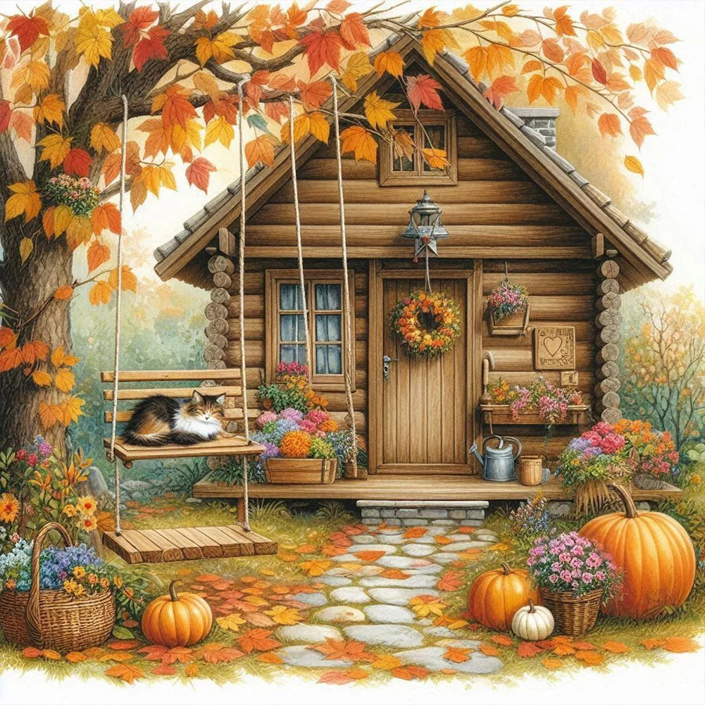Diamond Painting - Full Round / Square - Autumn Cabin