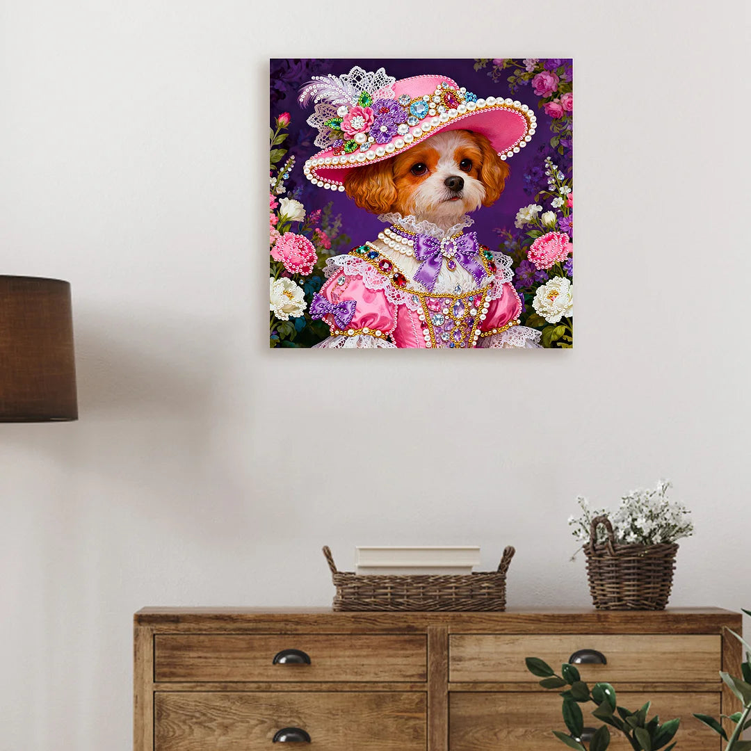 DIY Pearl Painting With Frame - Handmade Self-Adhesive Pearls - Dog (25*25cm)