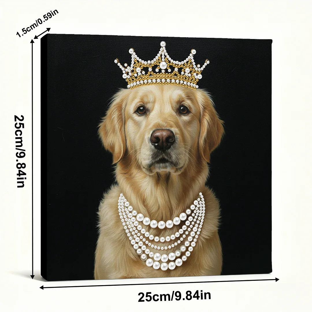 DIY Pearl Painting With Frame - Handmade Self-Adhesive Pearls - Puppy (25*25cm)