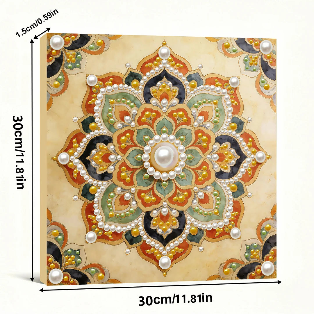 DIY Pearl Painting With Frame - Handmade Self-Adhesive Pearls - Mandala (30*30cm) C