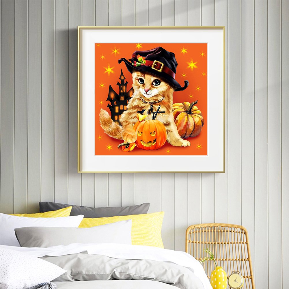5D DIY Diamond Painting Kit - Full Round - Halloween Cat