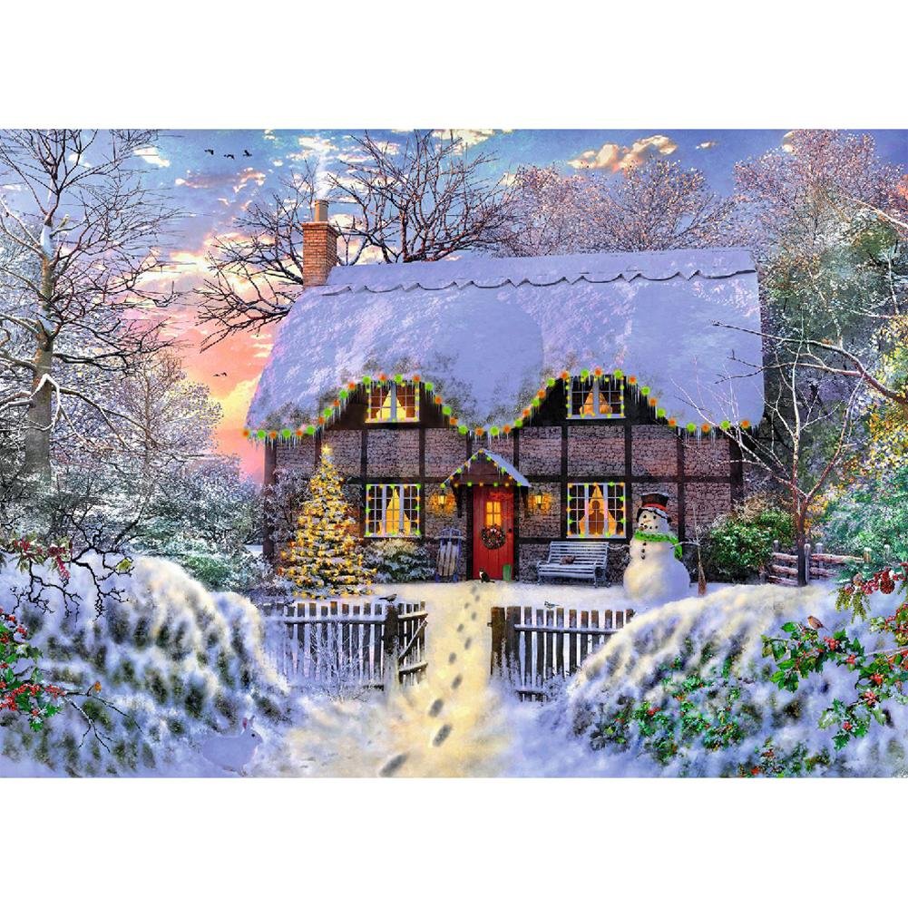 5D Diy Diamond Painting Kit Full Round Beads Christmas House
