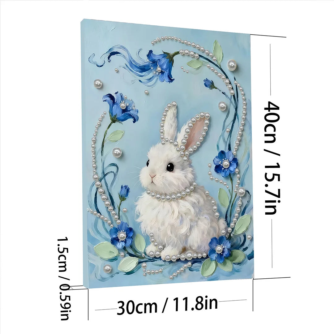 DIY Pearl Painting With Frame - Handmade Self-Adhesive Pearls - Rabbit (30*40cm)