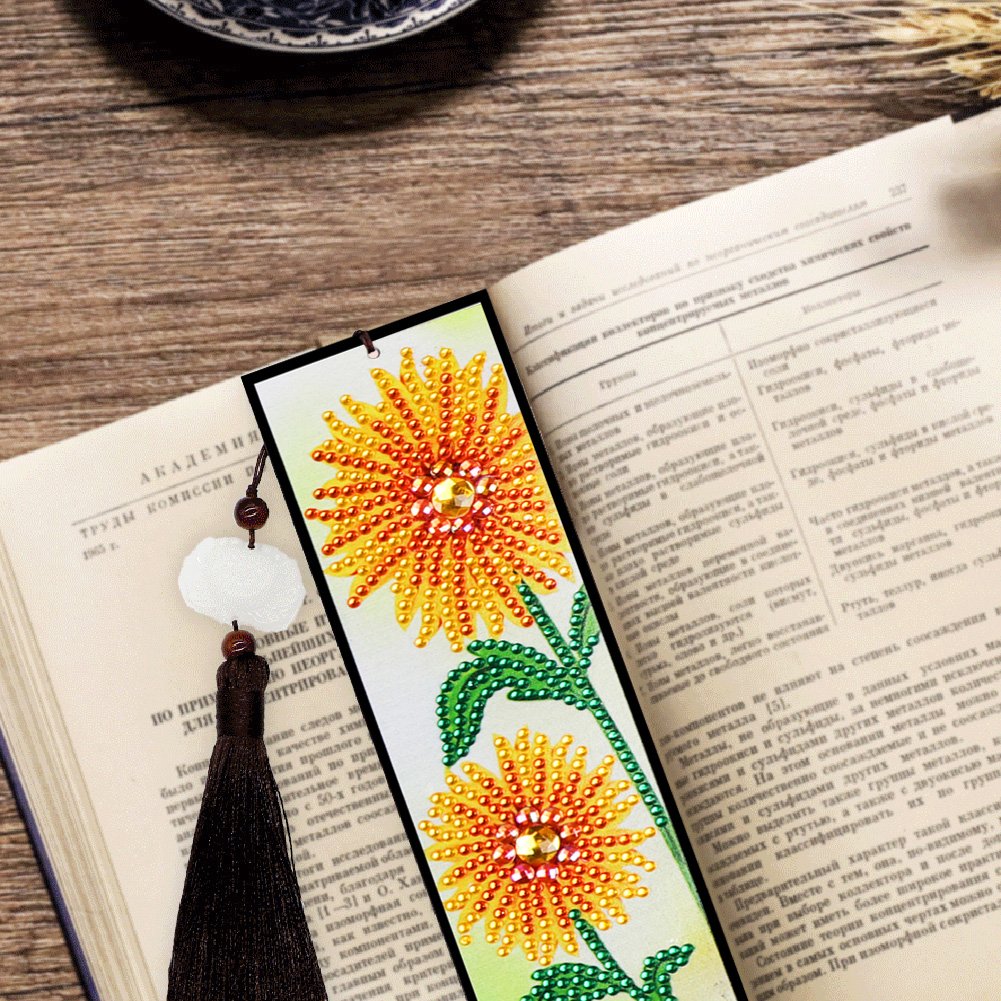 DIY Special Shaped Diamond Painting Bookmark Leather Tassel