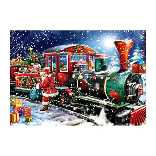 5D Diy Diamond Painting Kit Full Round Beads Christmas Train