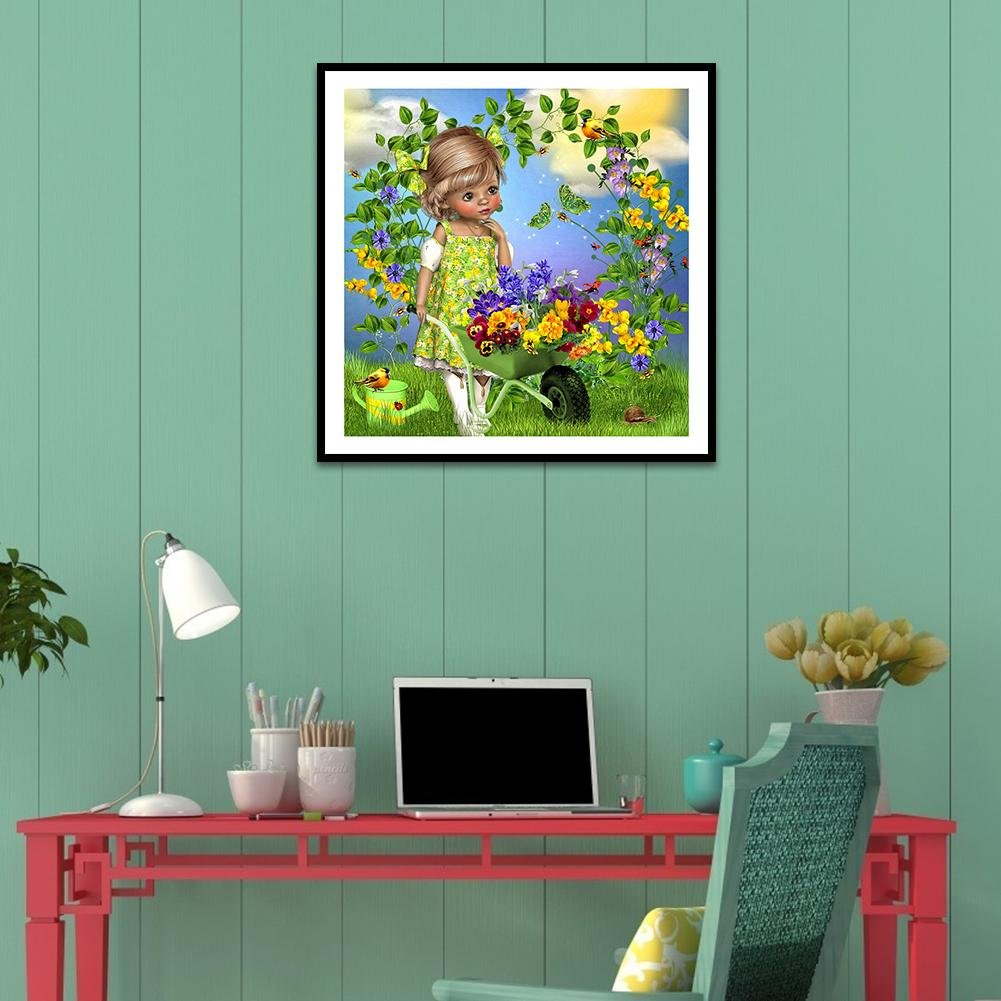 Diamond Painting - Full Round - Flower Little Girl