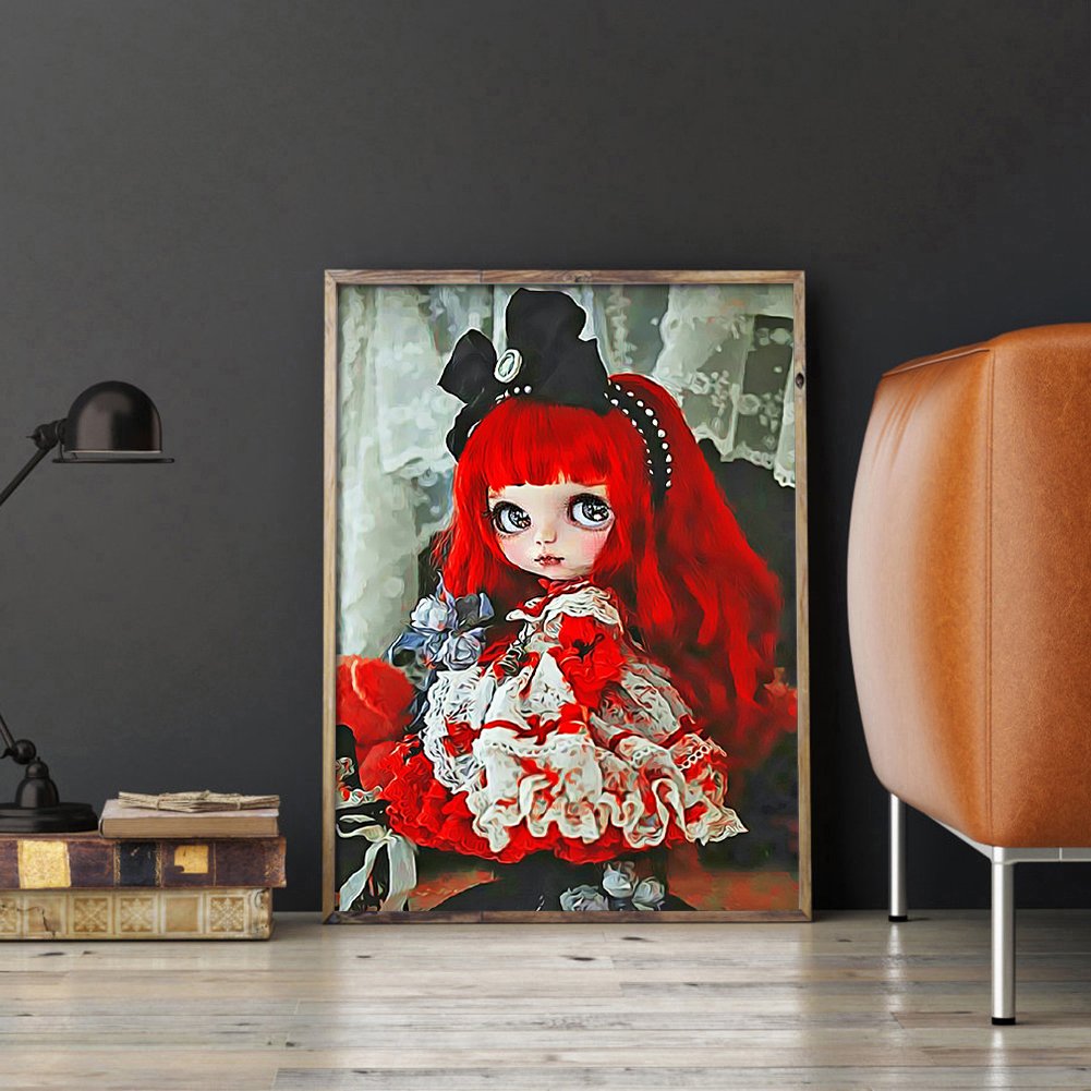 Diamond Painting - Full Round - Red Hair Girl Doll