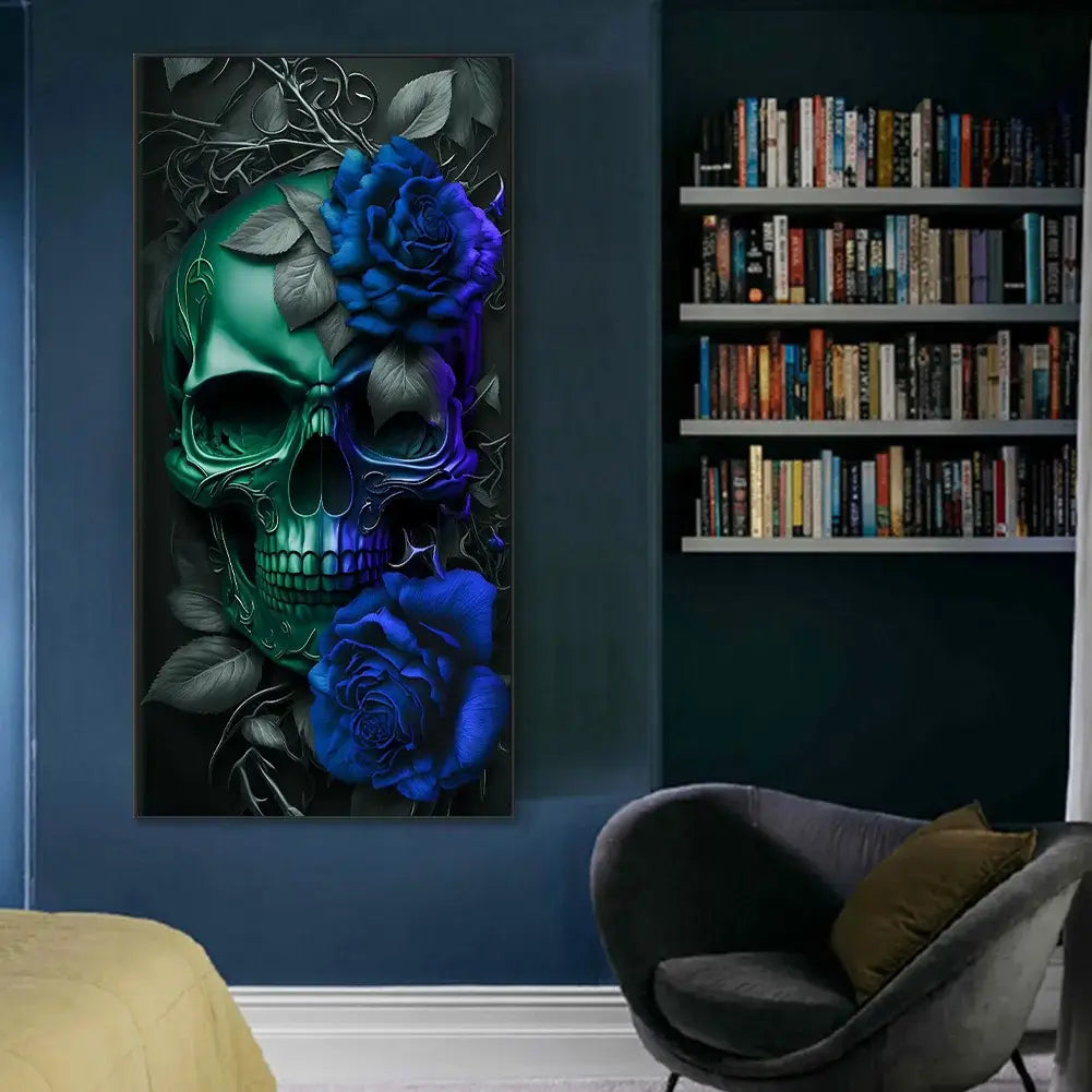 dark skull 5d diamond painting kit