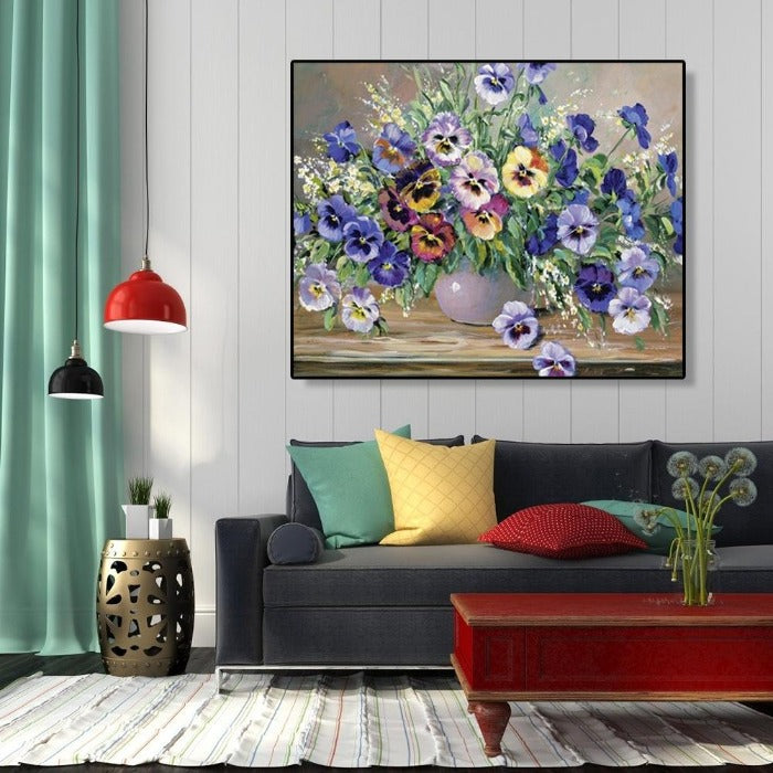 DIY Flowers Vase Hand Painted Canvas Oil Art Picture Craft Home Wall Decor