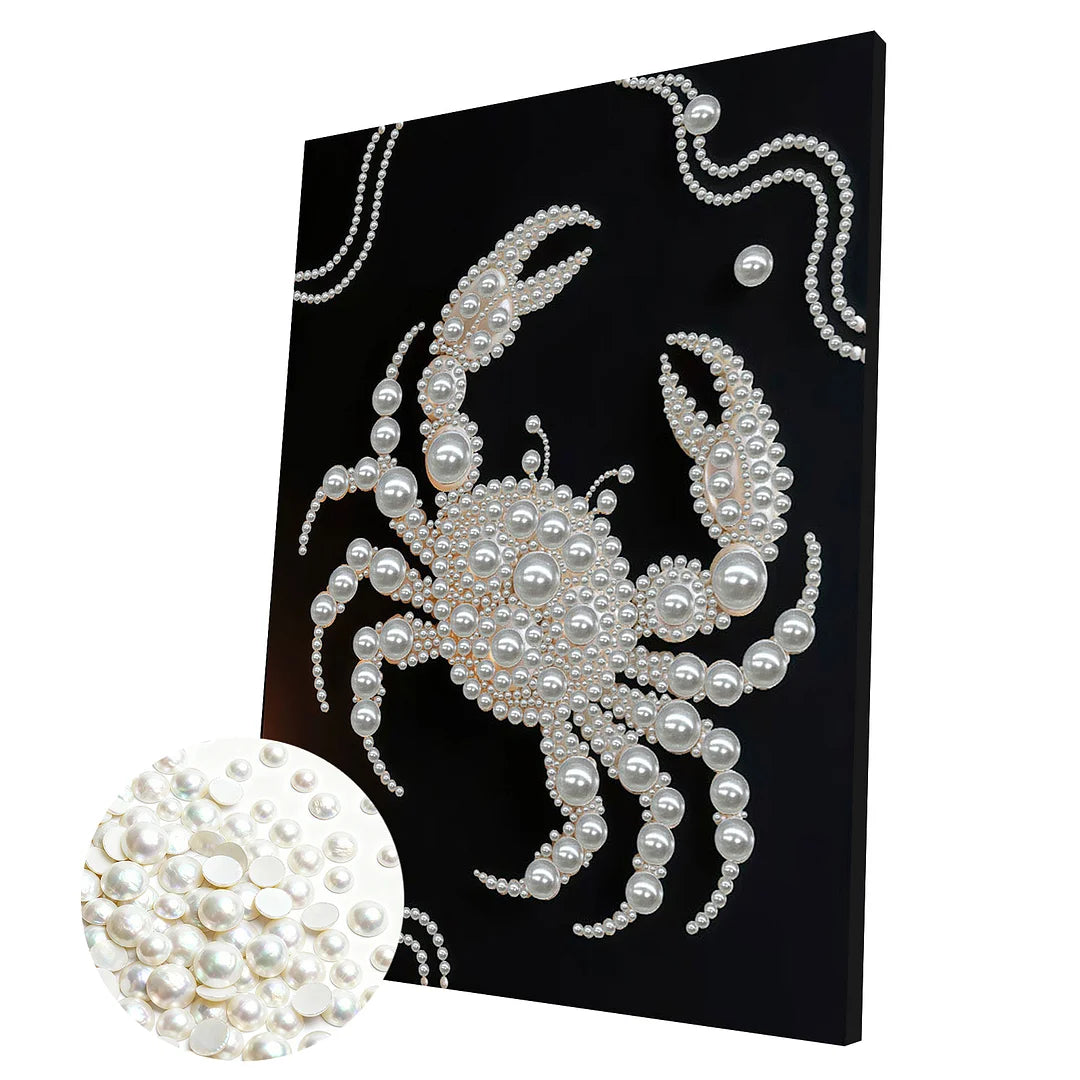 DIY Pearl Painting With Frame - Handmade Self-Adhesive Pearls - Crab (30*40cm)