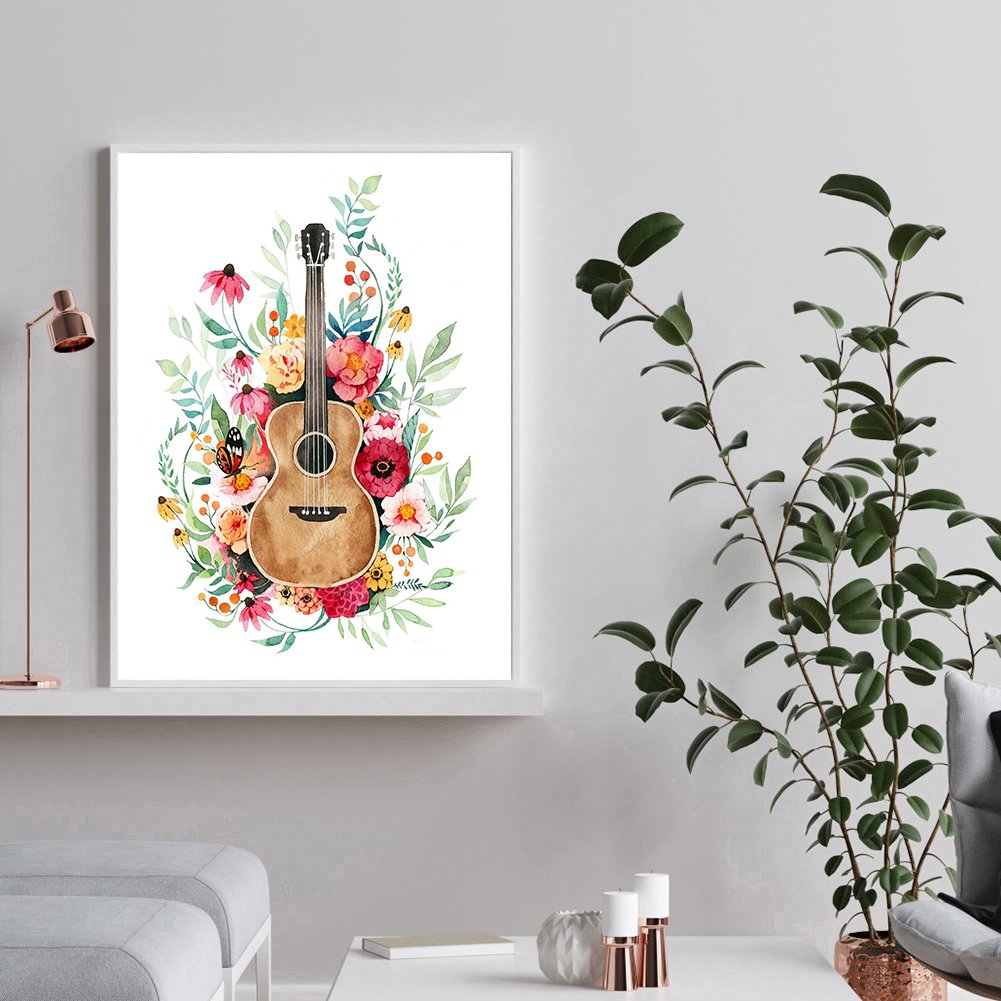 Diamond Painting - Full Round - Guitar Flower